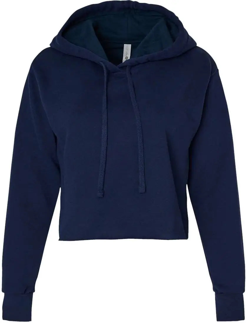 Next Level 9384 Women’s Laguna Sueded Raw Edge Crop Hoodie - Midnight Navy - Ladies Xs