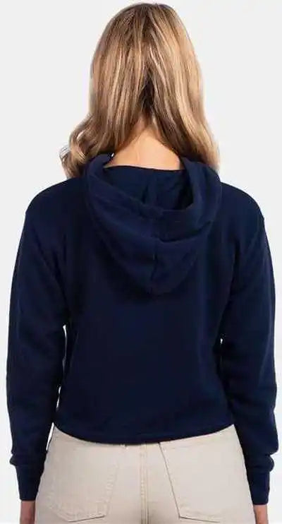 Next Level 9384 Women’s Laguna Sueded Raw Edge Crop Hoodie Midnight Navy