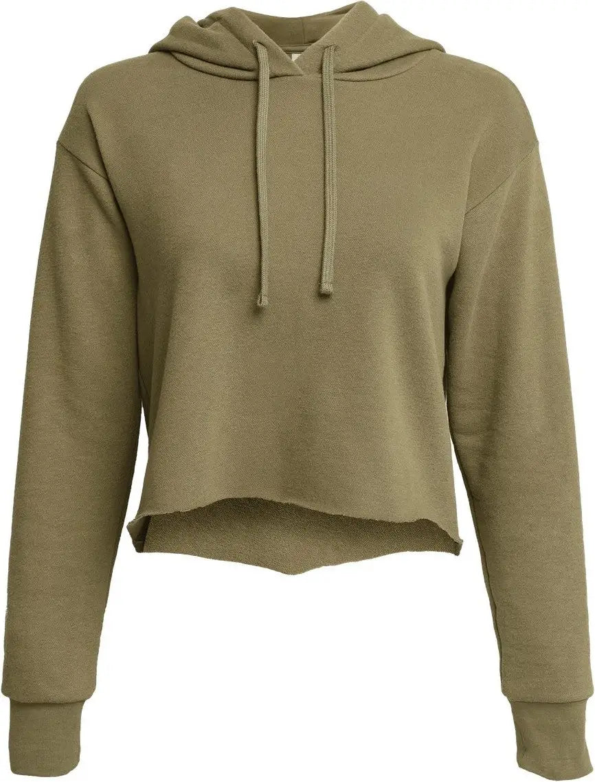 Next Level 9384 Women’s Laguna Sueded Raw Edge Crop Hoodie - Military Green - Ladies Xs