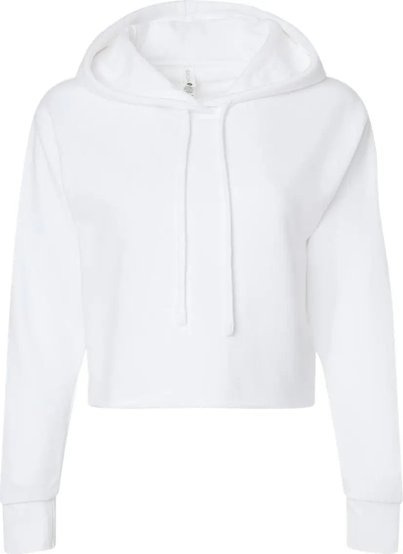 Next Level 9384 Women’s Laguna Sueded Raw Edge Crop Hoodie - White - Ladies Xs