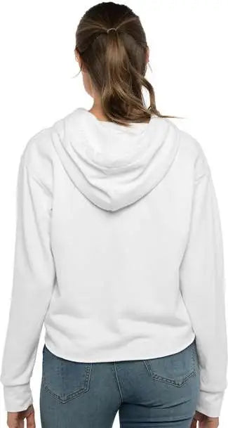Next Level 9384 Women’s Laguna Sueded Raw Edge Crop Hoodie - White