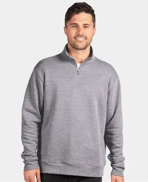 Next Level 9643 Quarter Zip Pullover Fleece - Heather Gray
