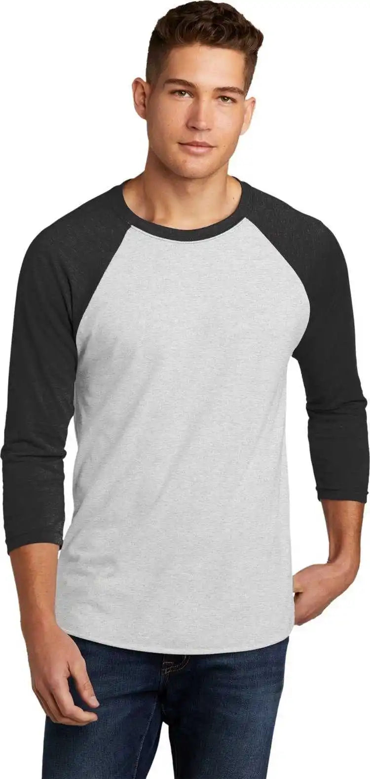 Next Level Apparel Nl6051 Unisex Tri-blend 3/4-sleeve Raglan Tee - Vtg Black/ Hthr White