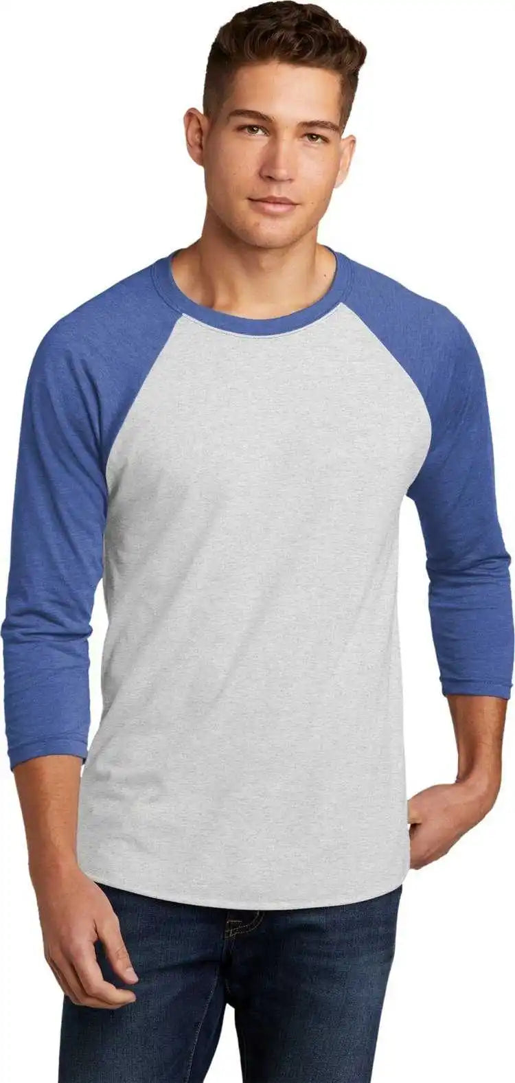 Next Level Apparel Nl6051 Unisex Tri-blend 3/4-sleeve Raglan Tee - Vtg Royal/ Hthr White