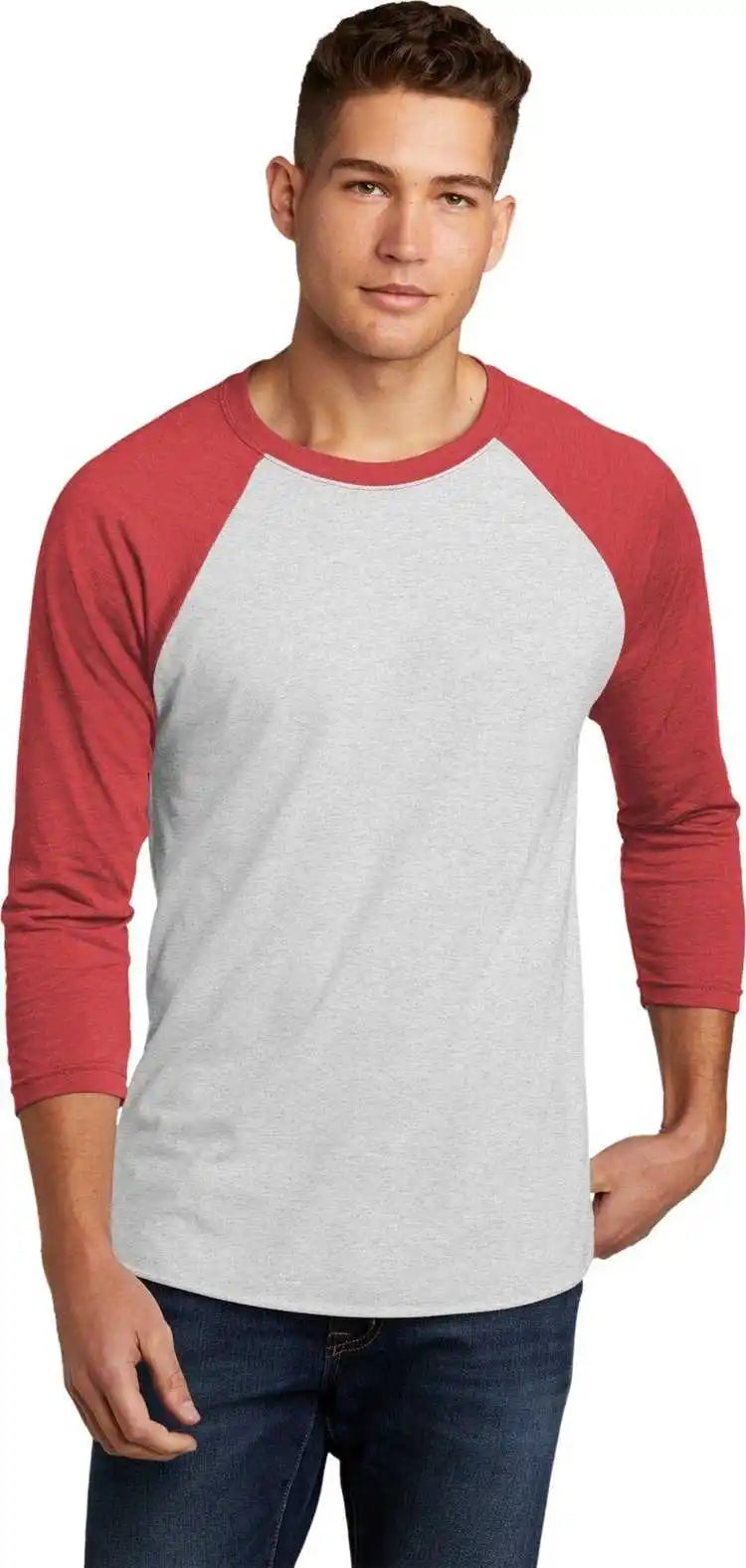 Next Level Apparel Nl6051 Unisex Tri-blend 3/4-sleeve Raglan Tee - Vtg Red/ Hthr White