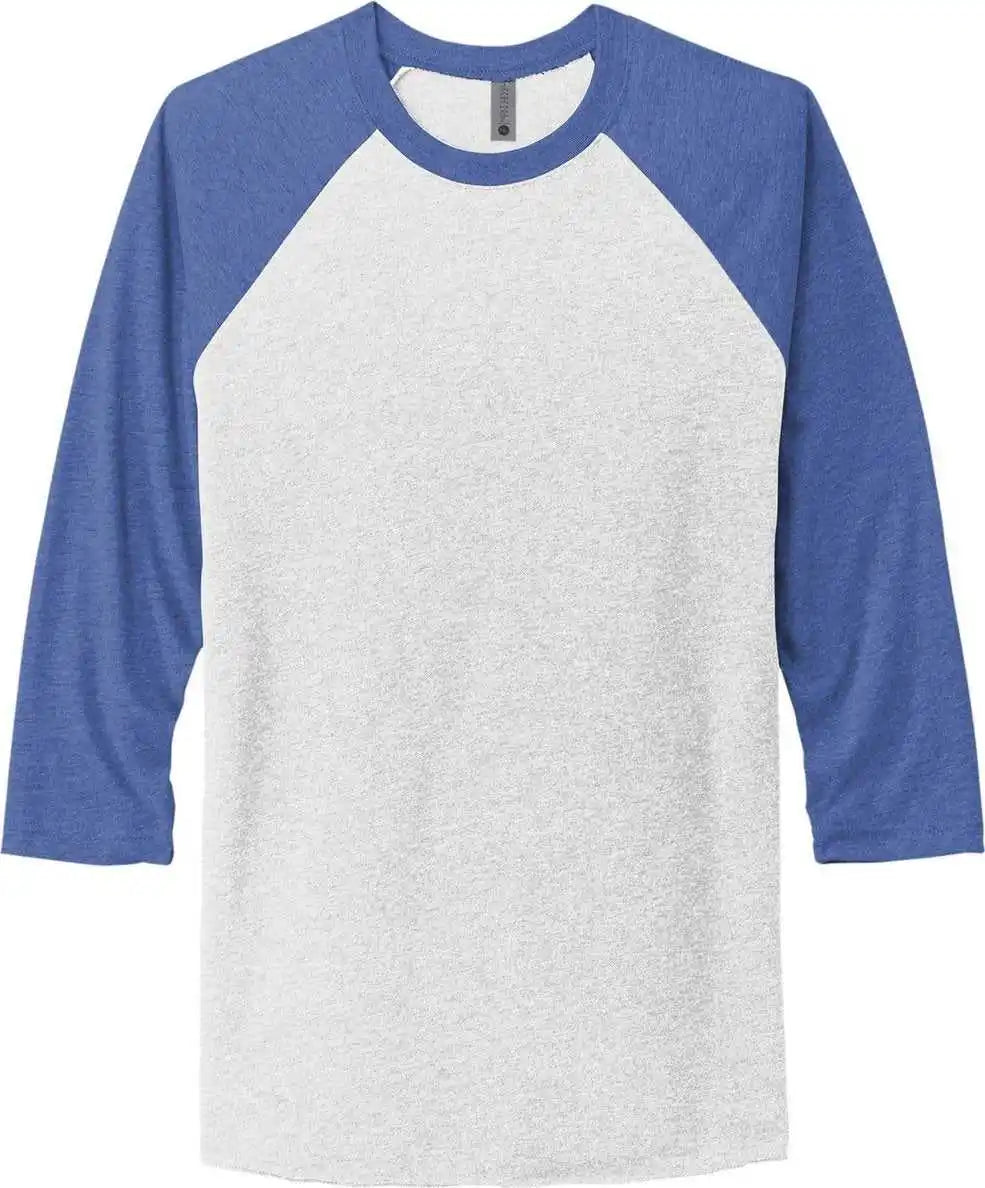 Next Level Apparel Nl6051 Unisex Tri-blend 3/4-sleeve Raglan Tee - Vtg Royal/ Hthr White
