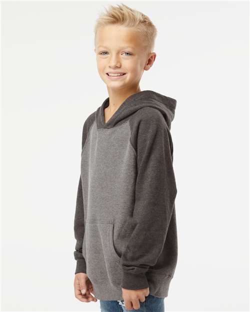 Nickel/ Carbon Youth Lightweight Special Blend Raglan Hooded Sweatshirt - PRM15YSB