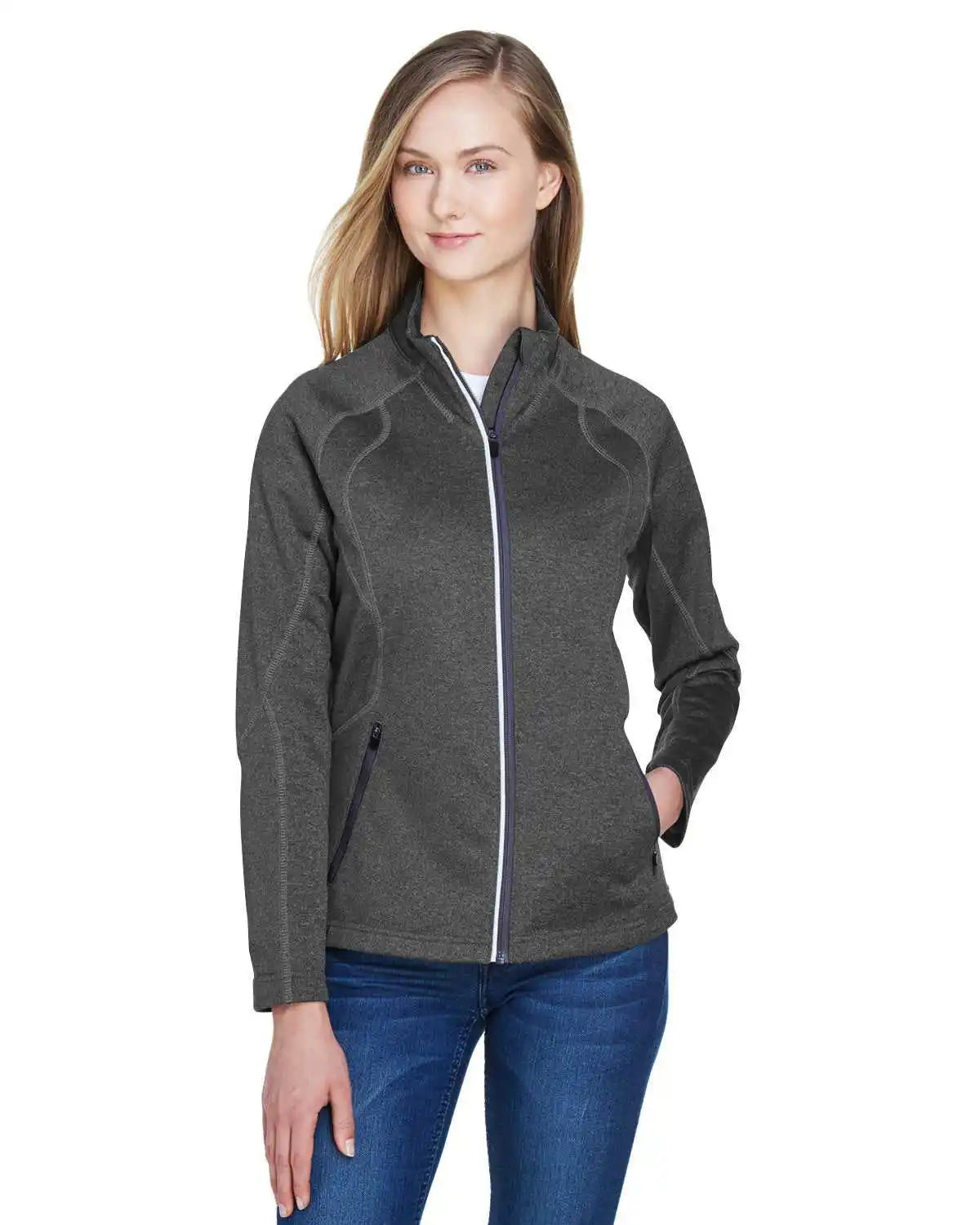 North End 78174 Ladies’ Gravity Performance Fleece Jacket - Carbon Heather