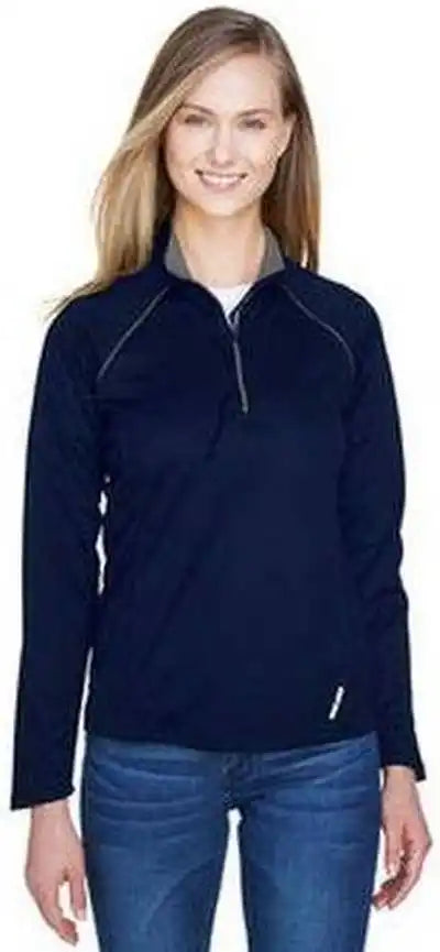 North End 78187 Ladies’ Radar Quarter-zip Performance Long-sleeve Top - Navy