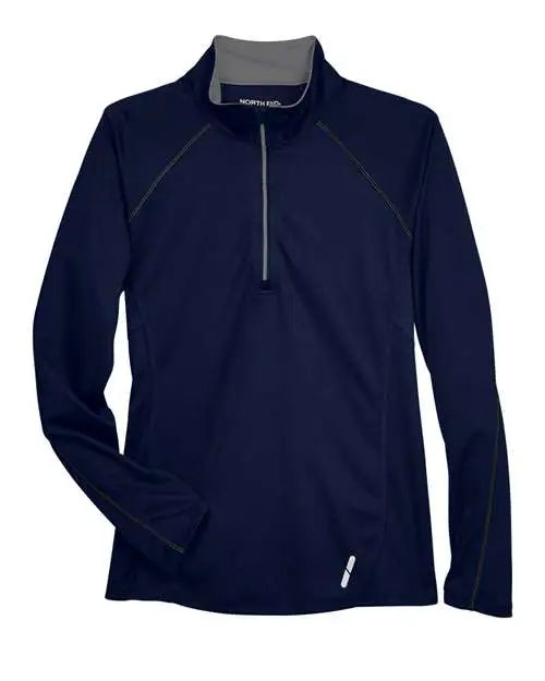 North End 78187 Women’s Radar Quarter-zip Pullover Performance Top - Classic Navy