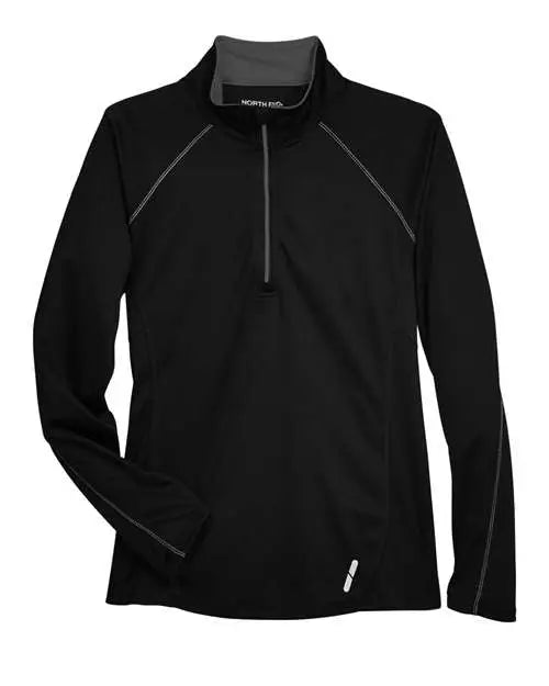 North End 78187 Women’s Radar Quarter-zip Pullover Performance Top - Black