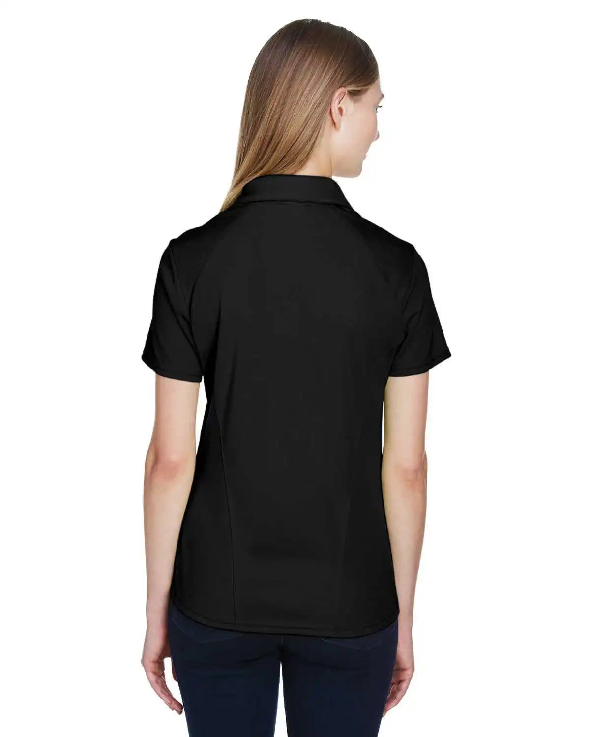 North End 78632 Ladies’ Recycled Polyester Performance Pique Polo - Black