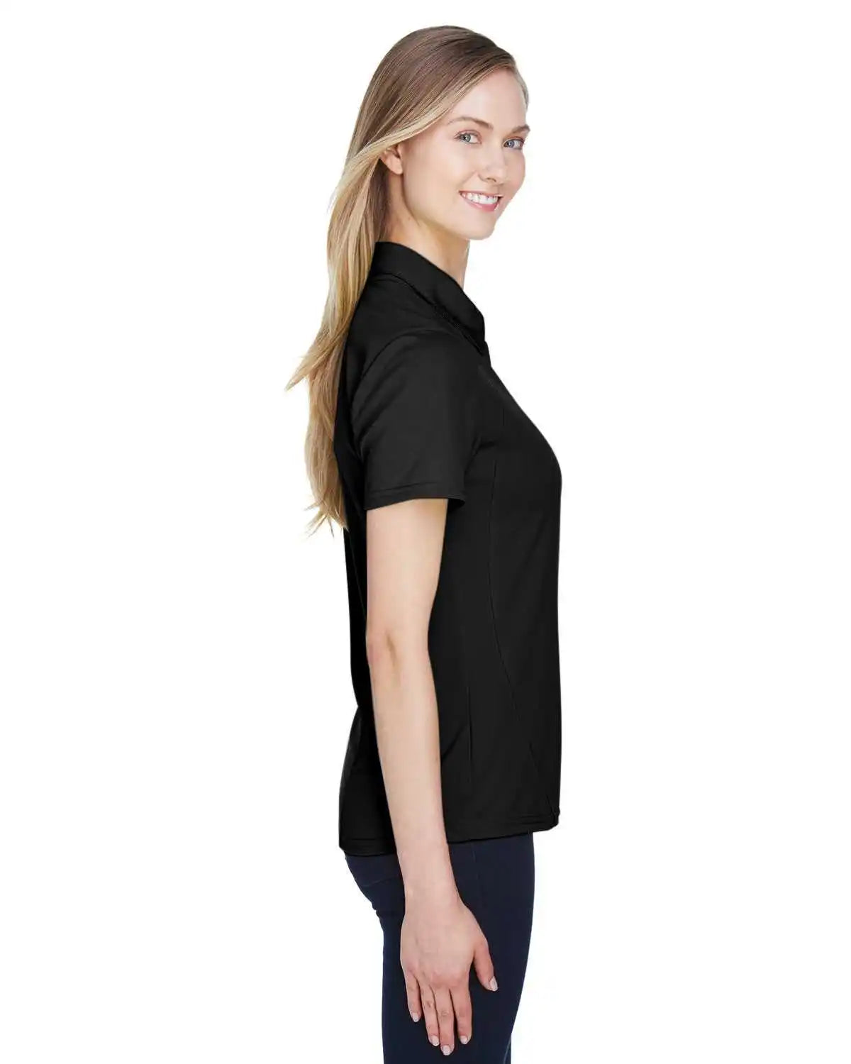 North End 78632 Ladies’ Recycled Polyester Performance Pique Polo - Black