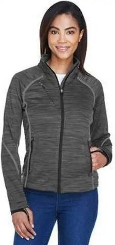 North End 78697 Ladies’ Flux Mlange Bonded Fleece Jacket - Carbon Black