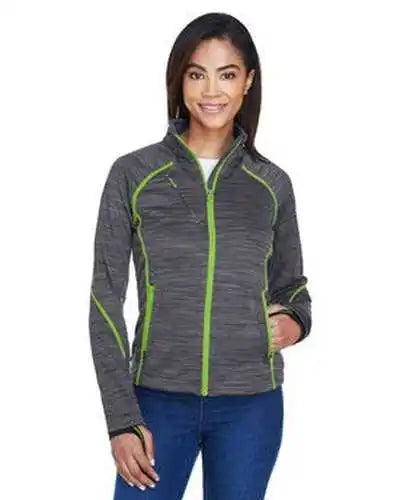North End 78697 Ladies’ Flux Mlange Bonded Fleece Jacket - Carbon Acdark Grayeen