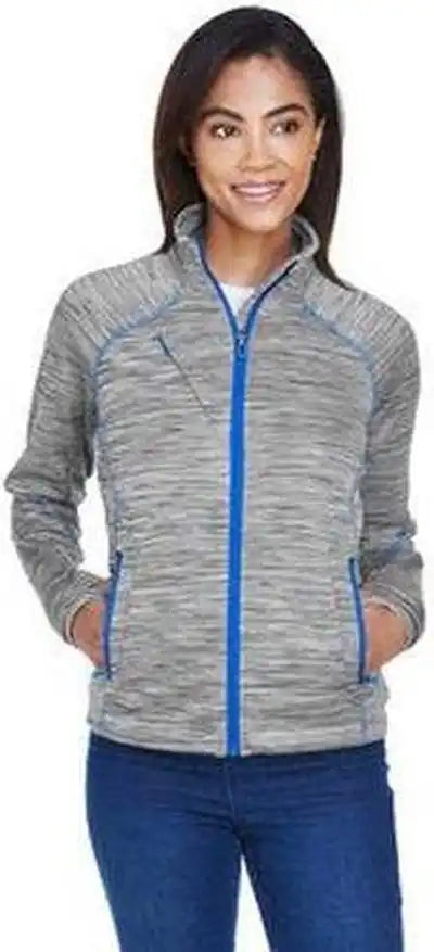 North End 78697 Ladies’ Flux Mlange Bonded Fleece Jacket - Platinum Blue