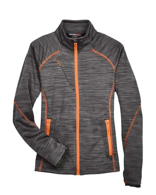 North End 78697 Women’s Flux Mãlange Bonded Fleece Jacket - Carbon Orange Soda