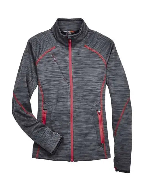 North End 78697 Women’s Flux Mélange Bonded Fleece Jacket - Carbon Olympic Red