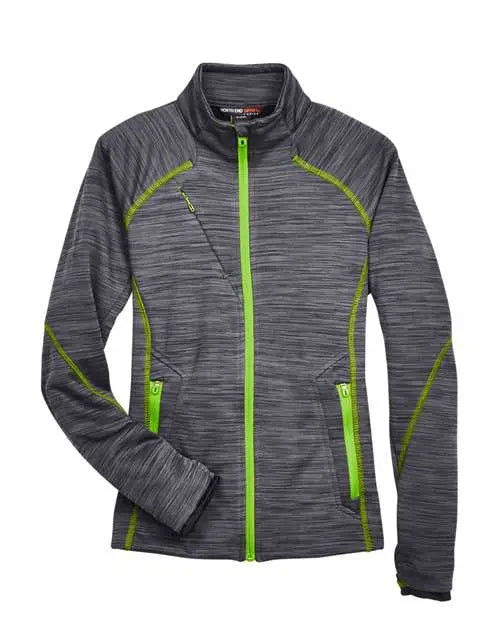 North End 78697 Women’s Flux Mélange Bonded Fleece Jacket - Carbon Acid Green