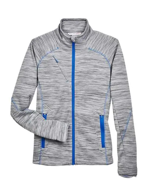 North End 78697 Women’s Flux Mélange Bonded Fleece Jacket - Platinum Olympic Blue