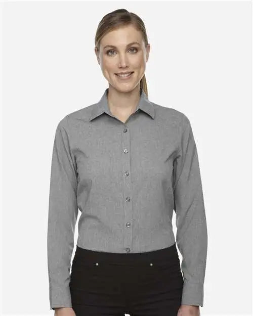 North End 78802 Women’s Melange Performance Shirt - Light Heather