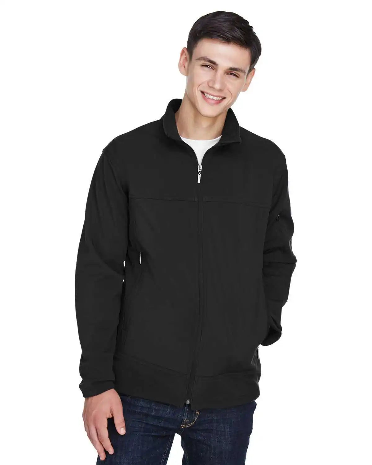 North End 88099 Men’s Three-layer Fleece Bonded Performance Soft Shell Jacket - Black - Adult s