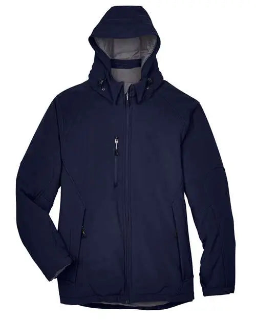 North End 88159 Men’s Glacier Insulated Three-layer Fleece Soft Shell Hood Jacket with Detachable - Classic Navy