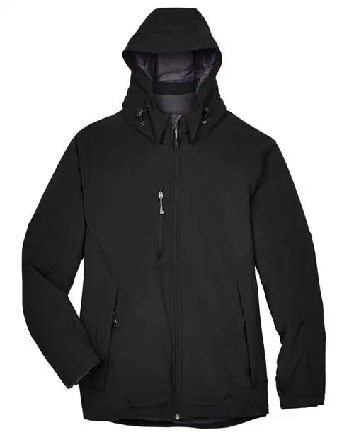 North End 88159 Men’s Glacier Insulated Three-layer Fleece Soft Shell Hood Jacket with Detachable - Black