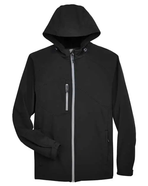 North End 88166 Men’s Glacier Insulated Three-layer Fleece Soft Shell Hood Jacket - Black