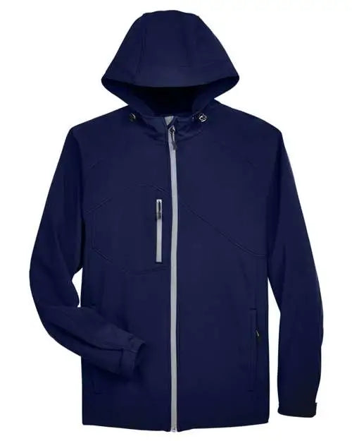 North End 88166 Men’s Glacier Insulated Three-layer Fleece Soft Shell Hood Jacket - Classic Navy