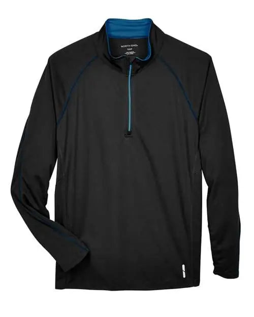North End 88187 Men’s Radar Performance Quarter-zip Pullover - Black True Royal