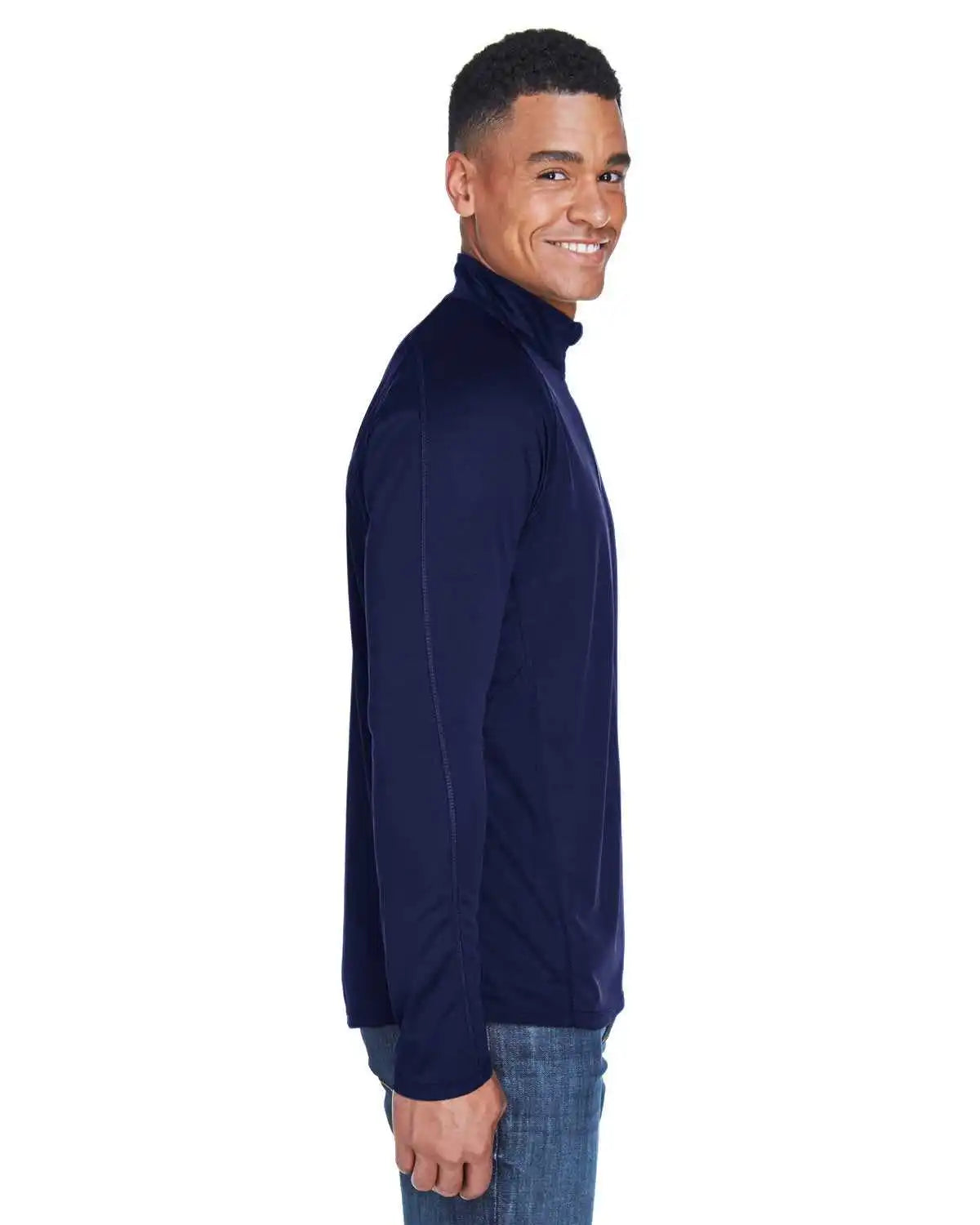 North End 88187 Men’s Radar Quarter-zip Performance Long-sleeve Top - Navy