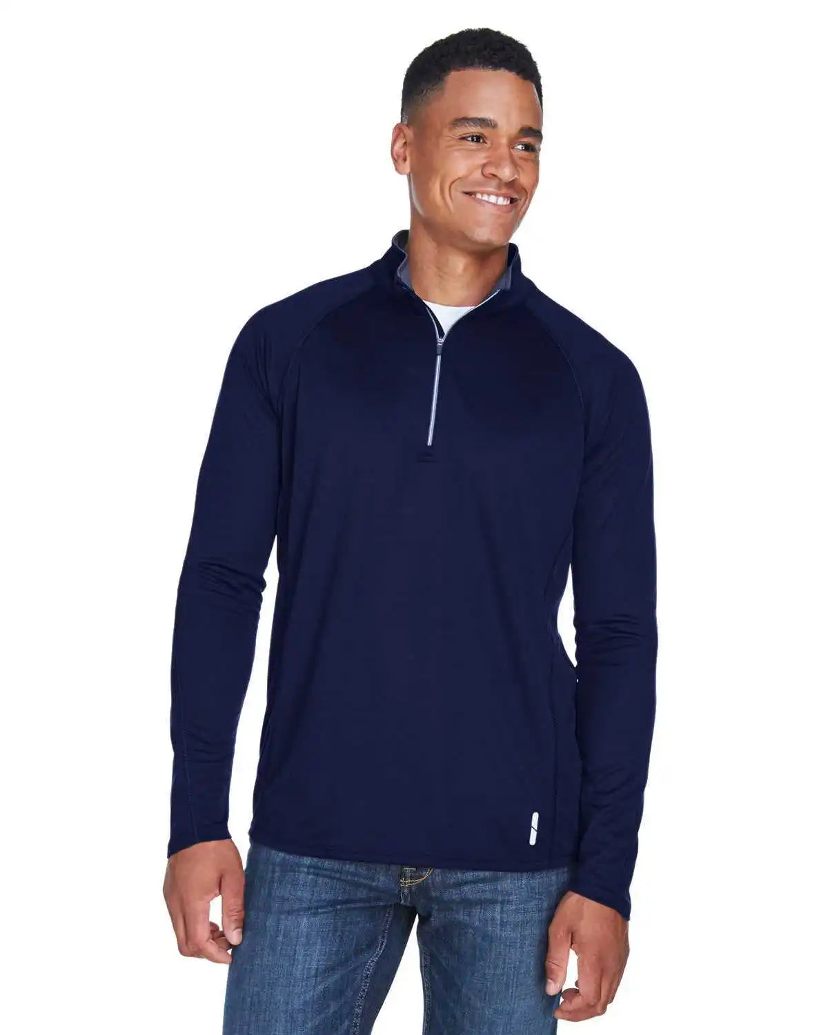 North End 88187 Men’s Radar Quarter-zip Performance Long-sleeve Top - Navy