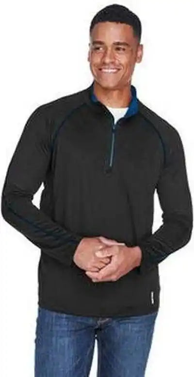 North End 88187 Men’s Radar Quarter-zip Performance Long-sleeve Top - Black True Royal