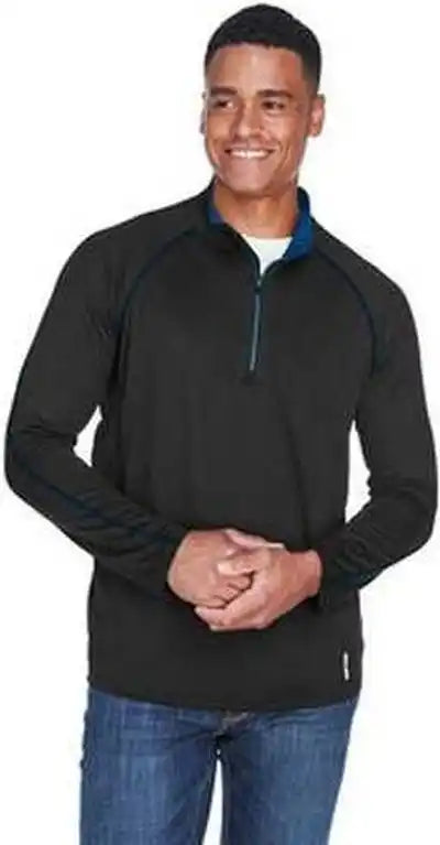 North End 88187 Men’s Radar Quarter-zip Performance Long-sleeve Top - Black True Royal
