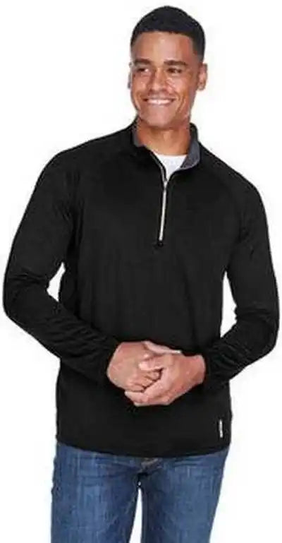 North End 88187 Men’s Radar Quarter-zip Performance Long-sleeve Top - Black