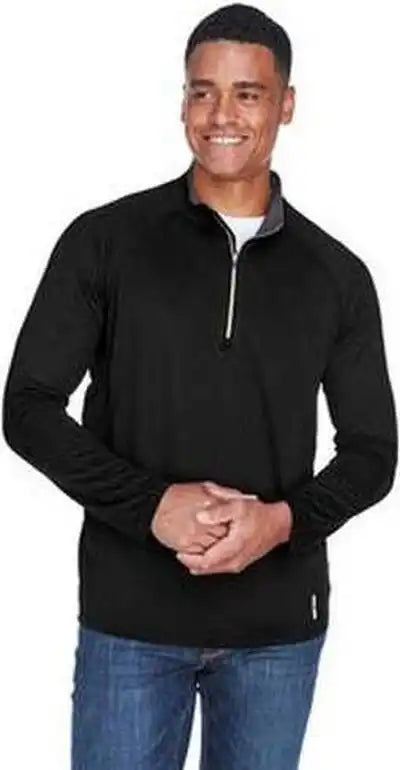 North End 88187 Men’s Radar Quarter-zip Performance Long-sleeve Top - Black