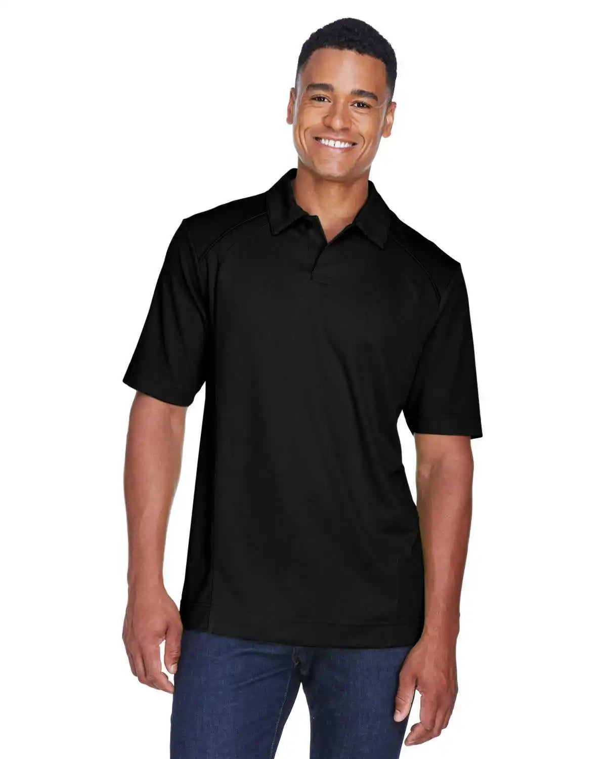 North End 88632 Men’s Recycled Polyester Performance Pique Polo - Black