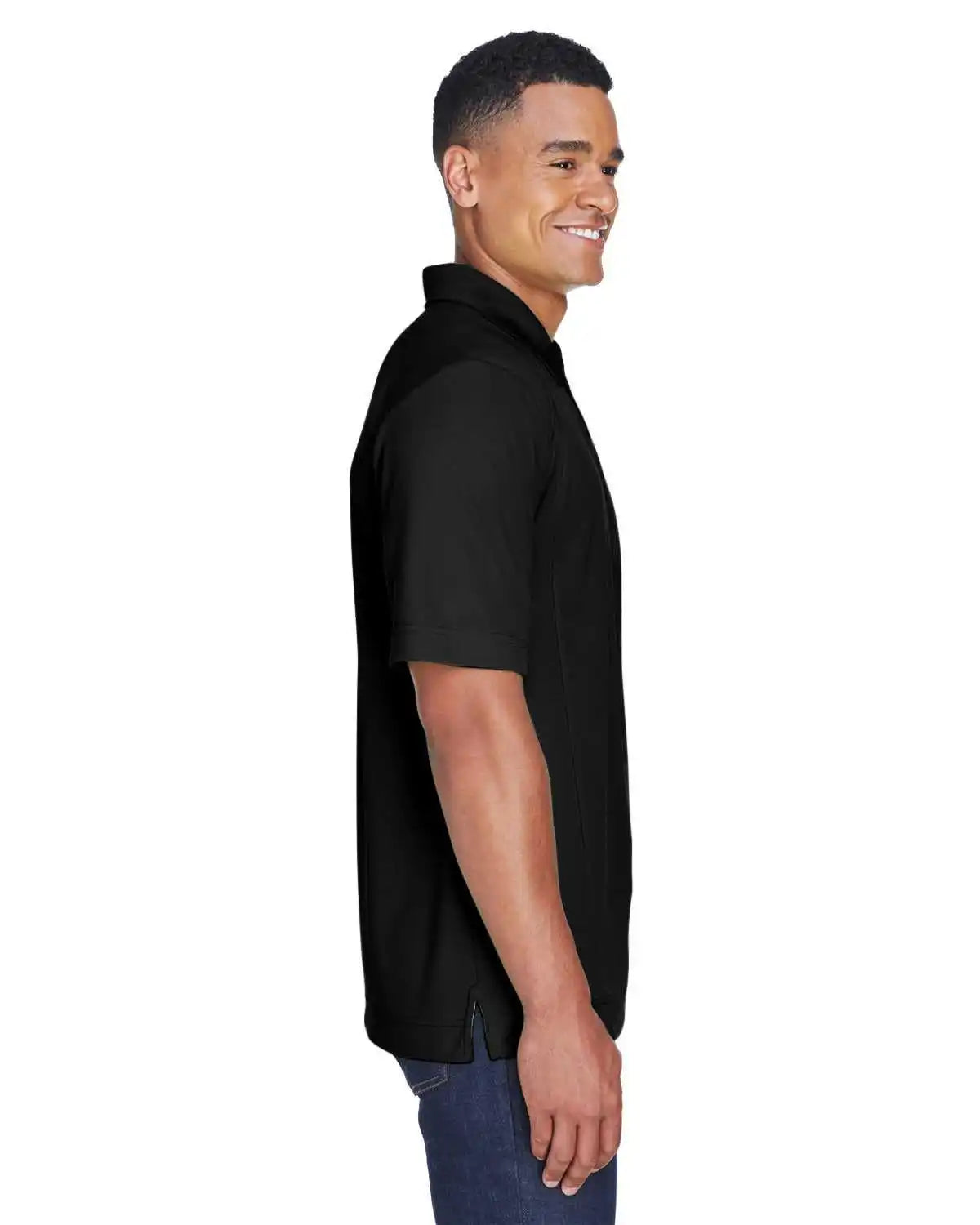 North End 88632 Men’s Recycled Polyester Performance Pique Polo - Black