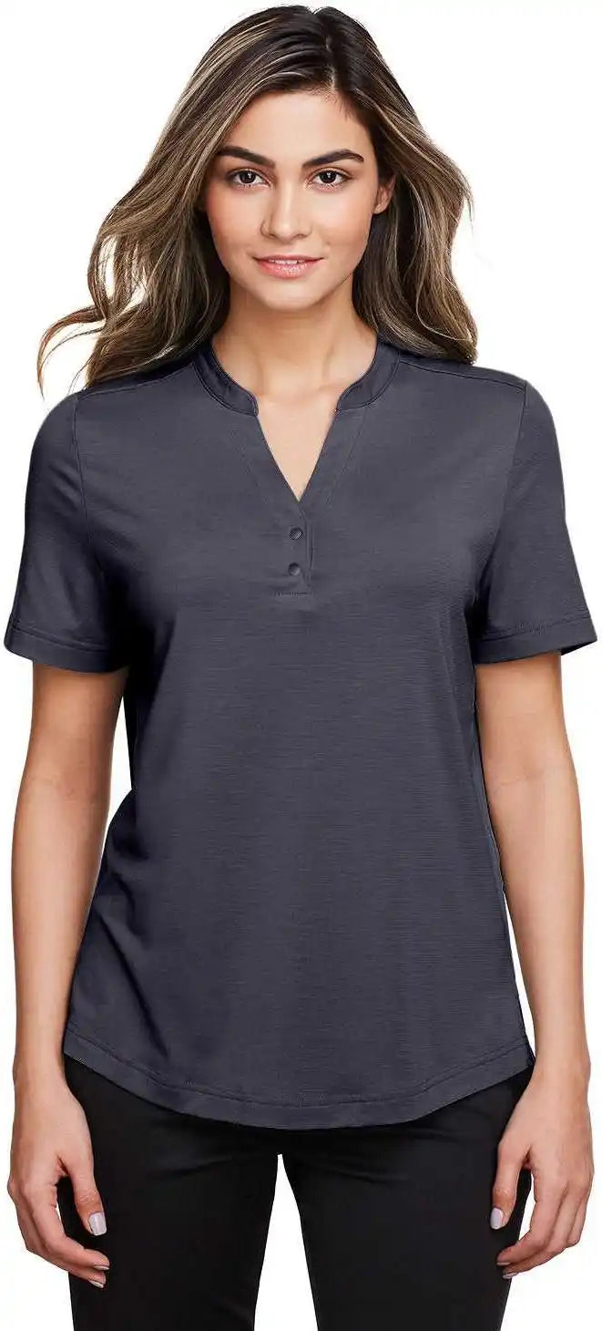 North End Ne100w Ladies’ Jaq Snap-up Stretch Performance Polo - Carbon - Dark Gray / Ladies Xl