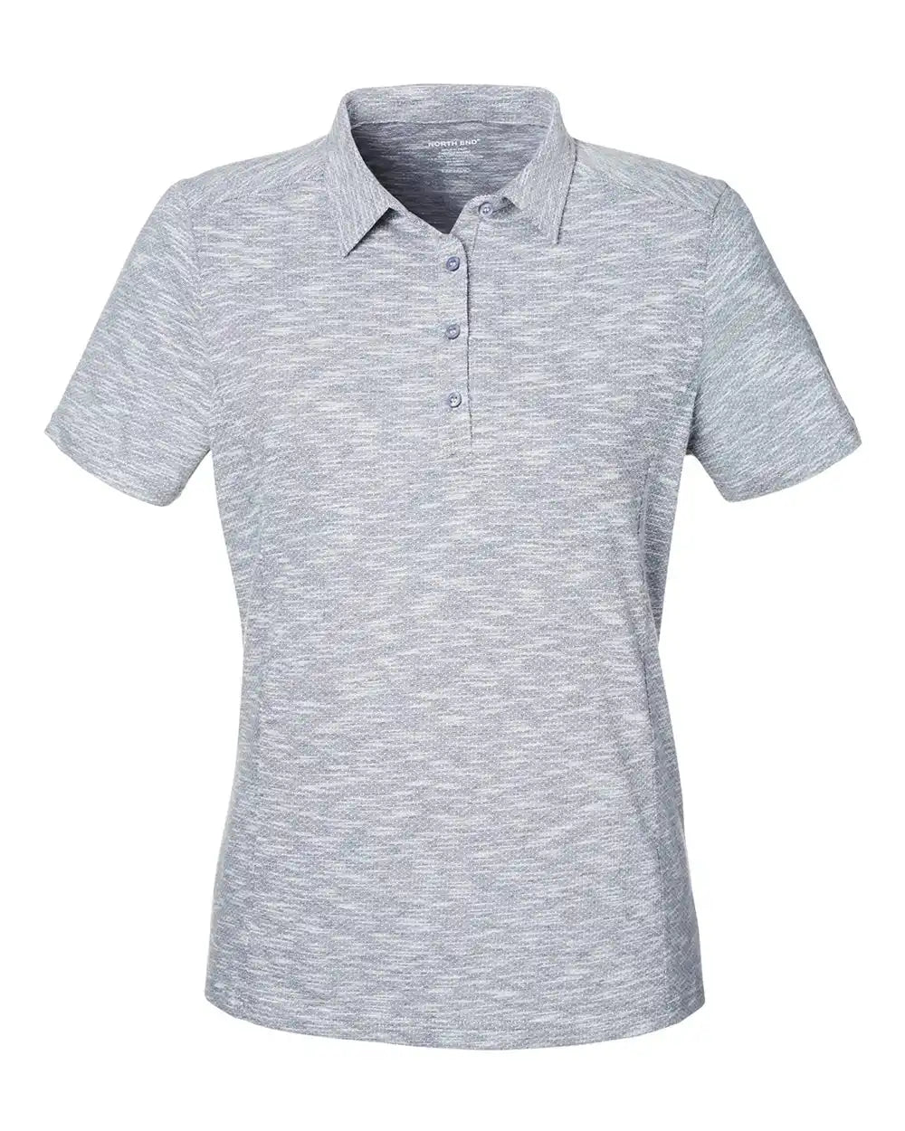 North End Ne115w Women’s Eclipse Jacquard Polo - Black Heather - Xs