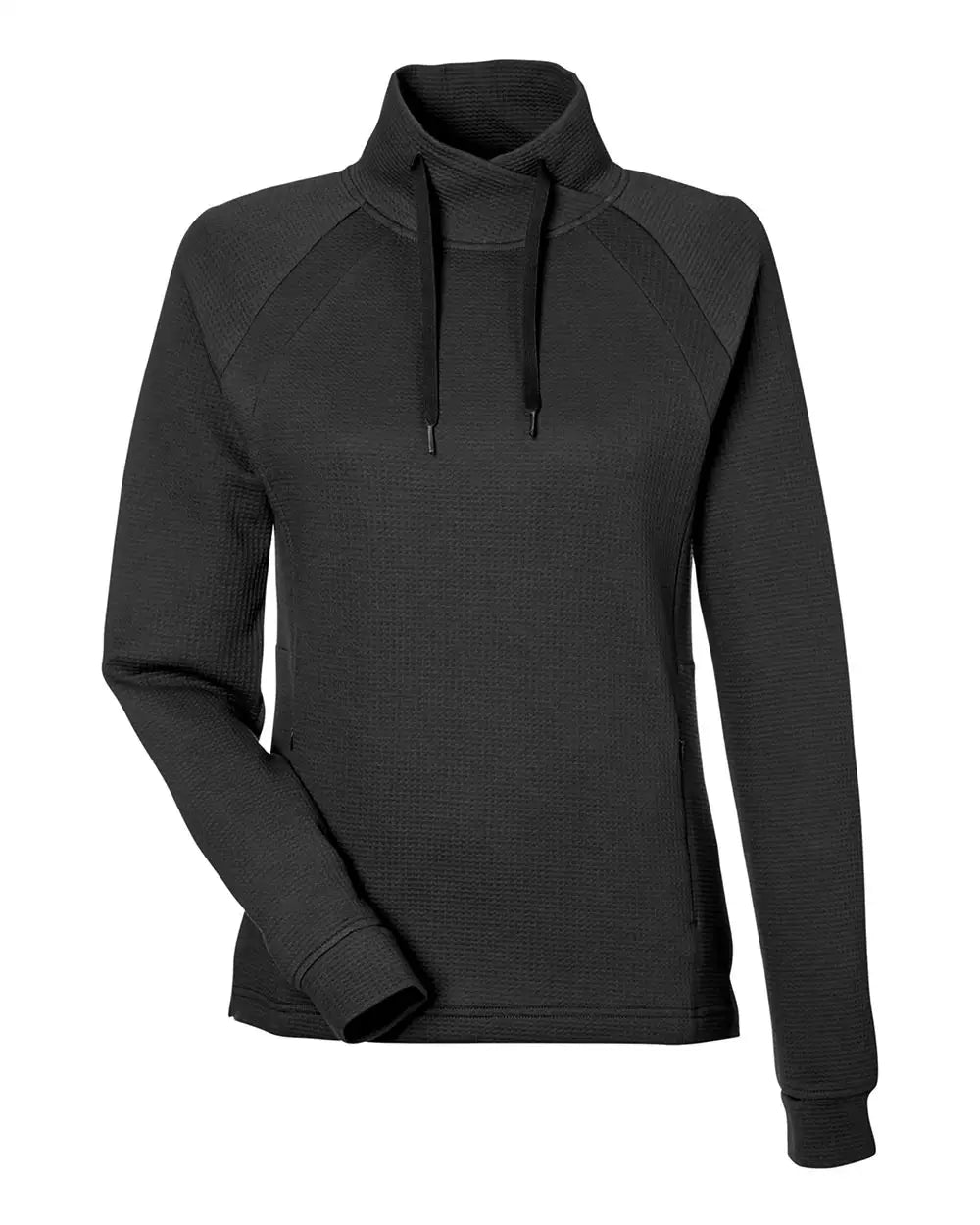 North End Ne200w Women’s Rhythm Waffle Pullover - Black - Ladies Xs