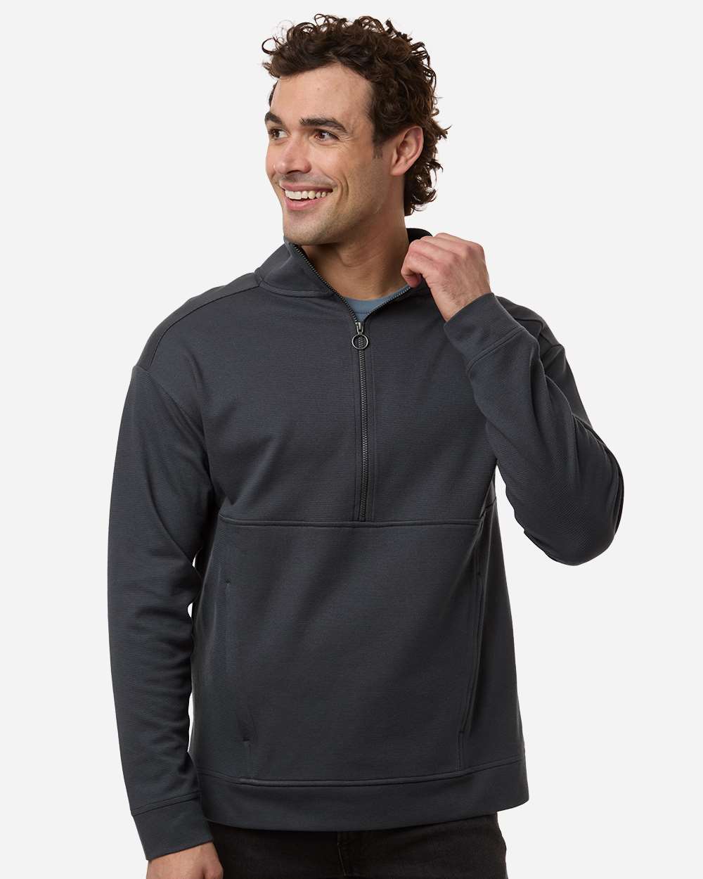 North End Ne220 Men’s Mantra Half-zip Ottoman Pullover - Carbon