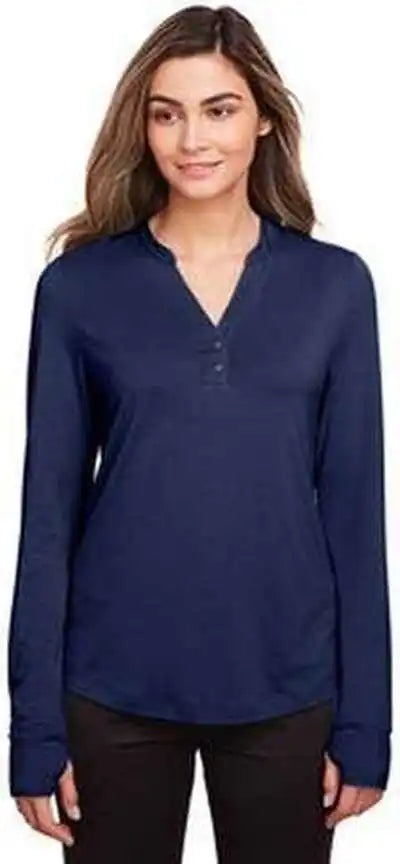 North End Ne400w Ladies’ Jaq Snap-up Stretch Performance Pullover - Navy