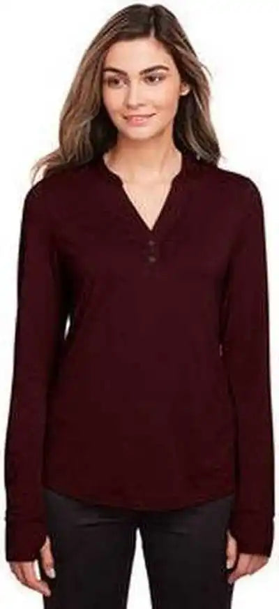 North End Ne400w Ladies’ Jaq Snap-up Stretch Performance Pullover - Burgundy