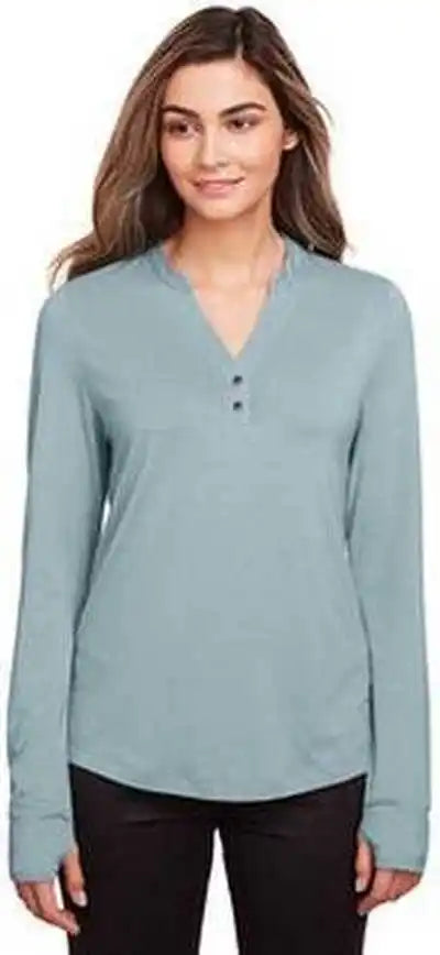 North End Ne400w Ladies’ Jaq Snap-up Stretch Performance Pullover - Opal Blue