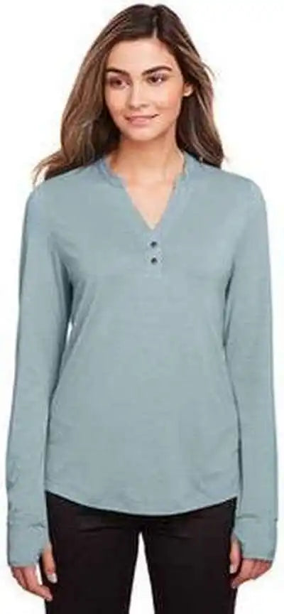 North End Ne400w Ladies’ Jaq Snap-up Stretch Performance Pullover - Opal Blue