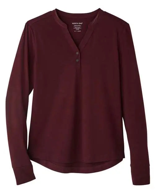 North End Ne400w Women’s Jaq Snap-up Stretch Performance Pullover - Burgundy