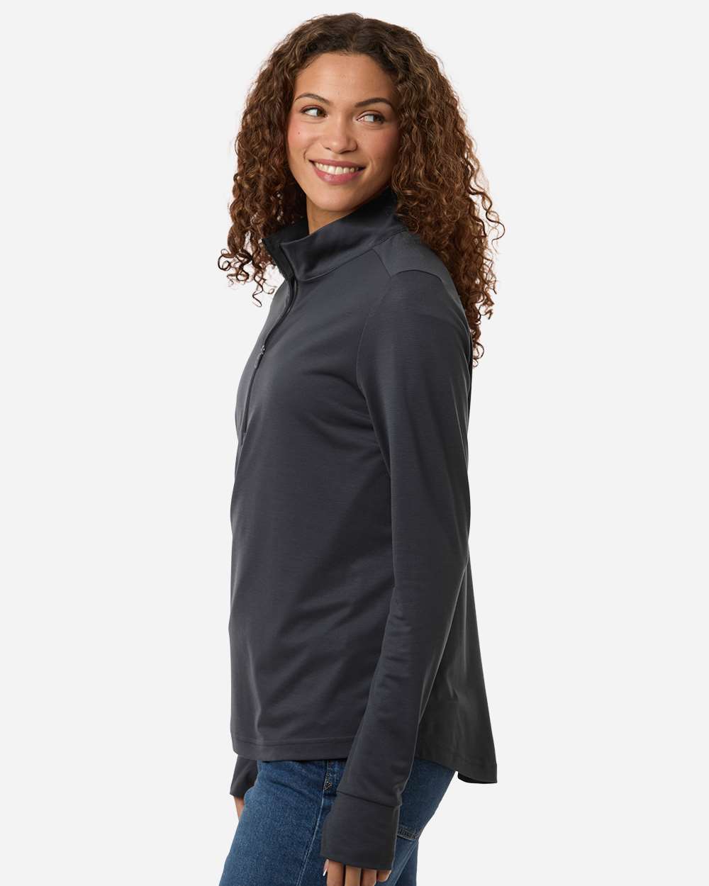 North End Ne405w Women’s Jaq Stretch Performance Quarter-zip - Carbon Black