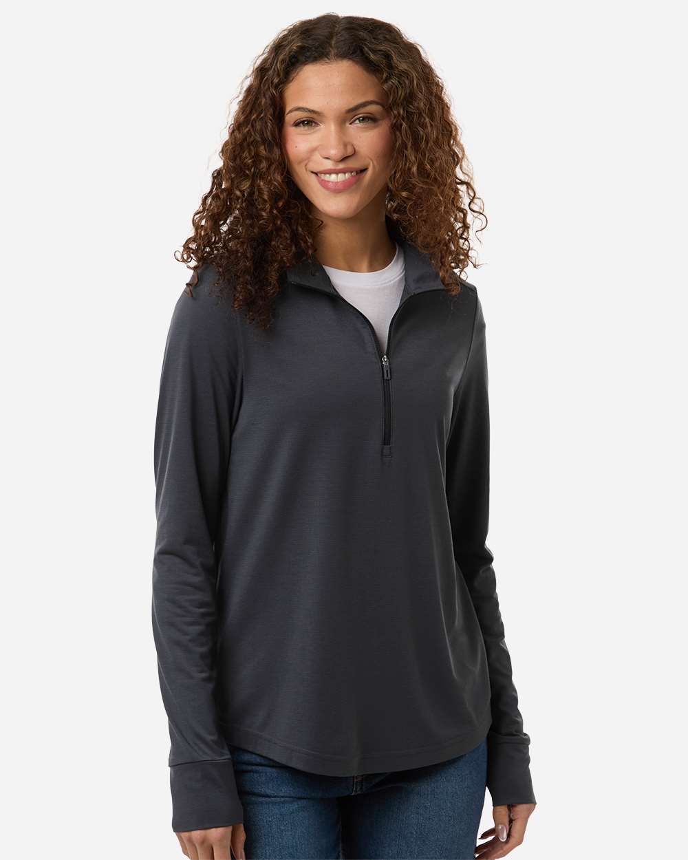 North End Ne405w Women’s Jaq Stretch Performance Quarter-zip - Carbon Black